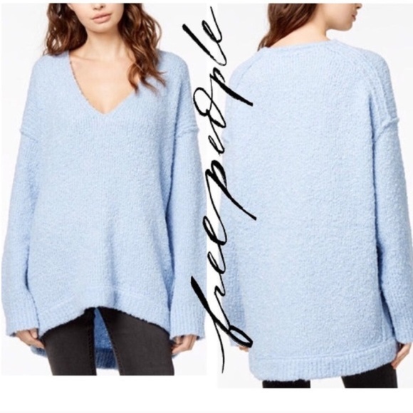 Free People Sweaters - FREE PEOPLE Over-sized Blue V-neck Sweater